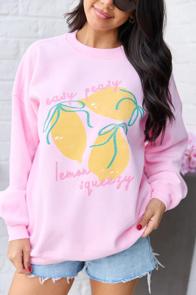 Easy Peasy Light Pink Graphic Sweatshirt