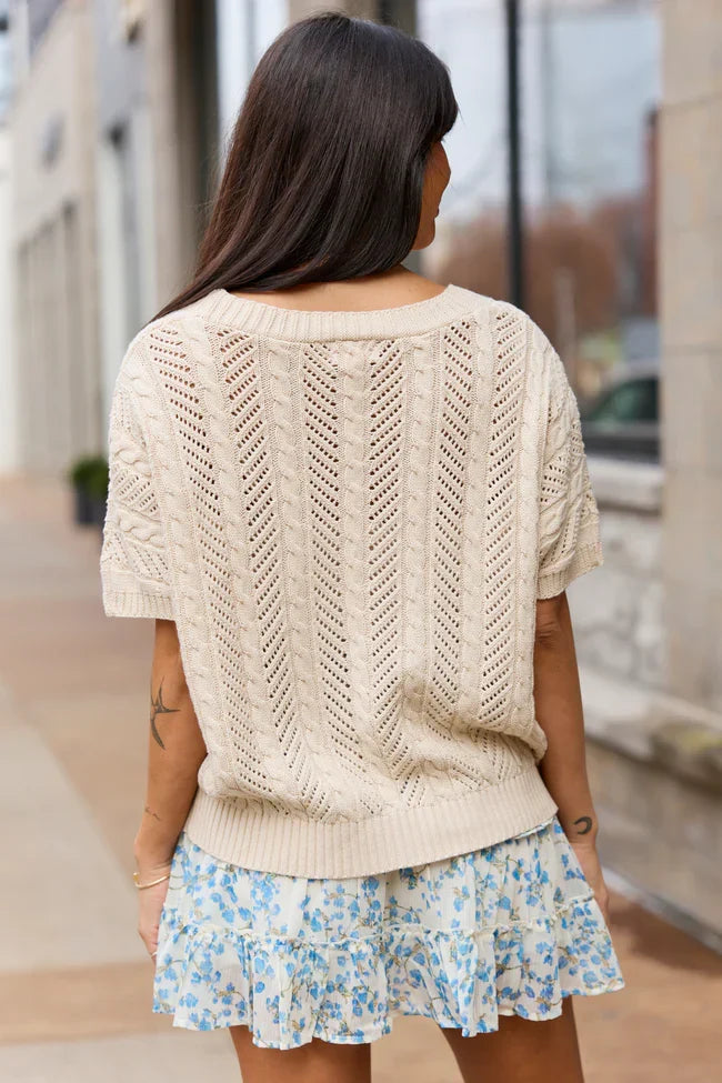 Sophia Short Sleeve Cable Knit Cardigan