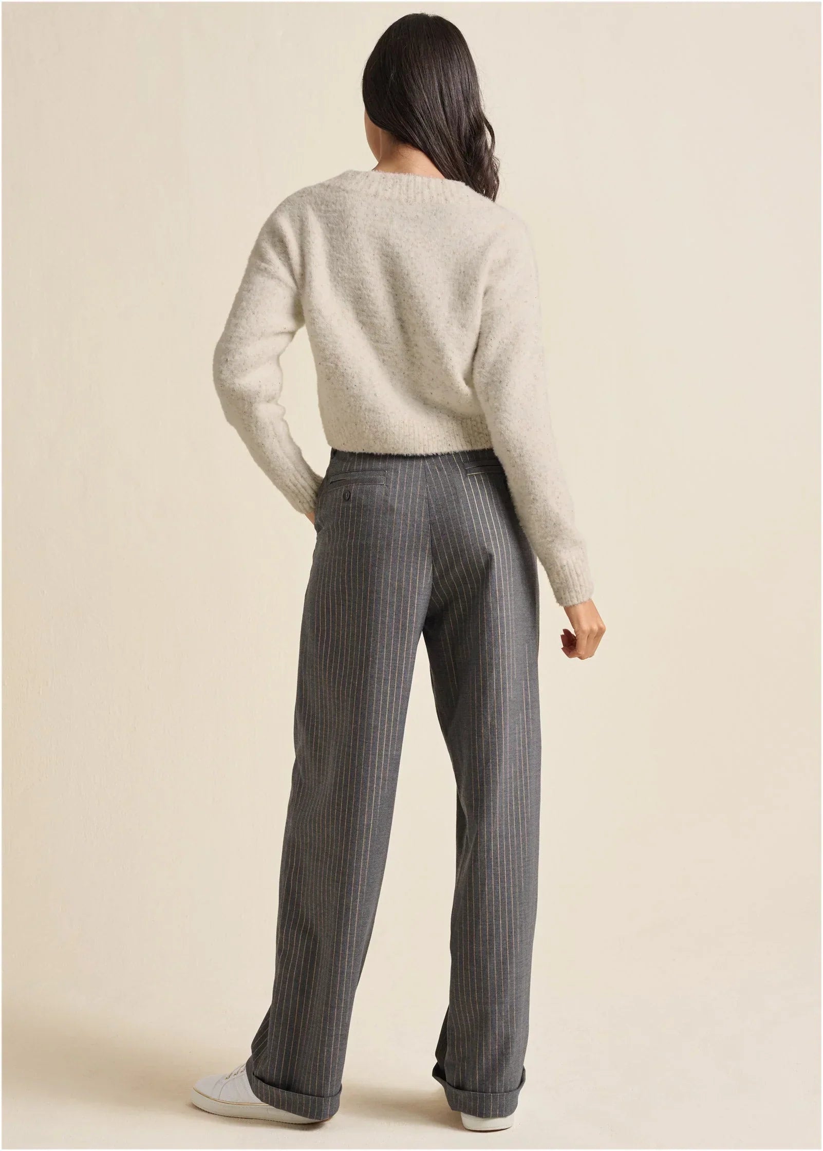 V Neck Sweater White Multi