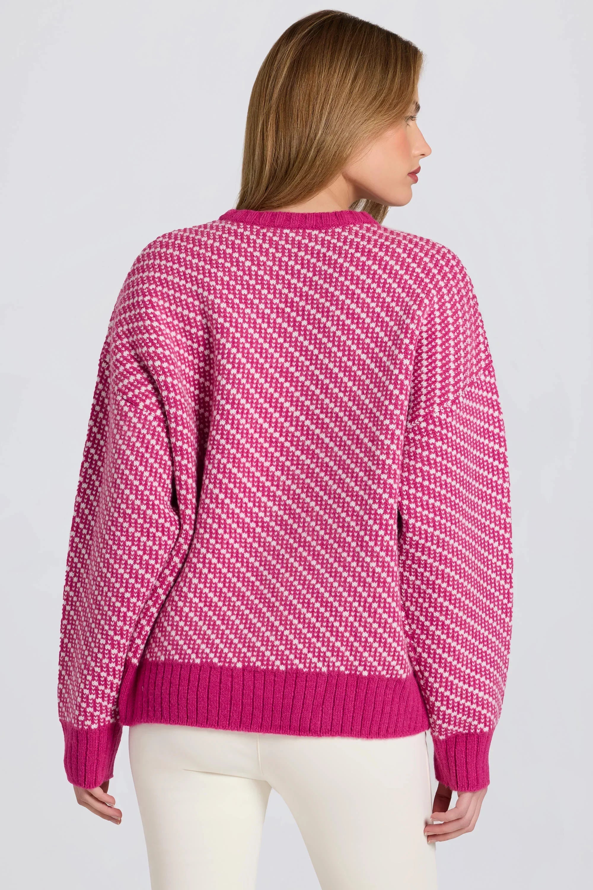 Knit Logo Oversized Jumper in Magenta Pink