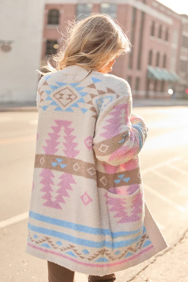 Cheyene Pastel Southwestern Print Cardigan