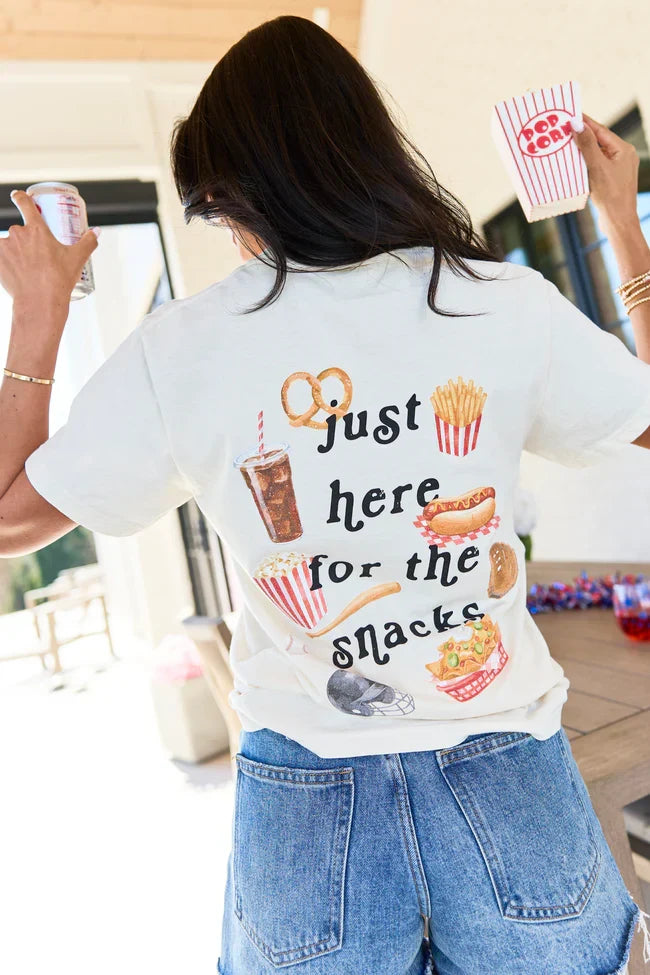 Just Here For The Snacks Ivory Graphic Tee